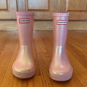Girls Shiny pink hunter rain boots